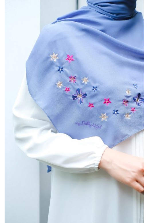 Hijab Segi 4 Azzura Embroirdery Soft Denim